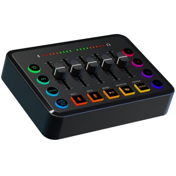 F9 48V Live Streaming Scheda audio Mixer audio Potenza Cambia voce con luce RGB F9 48V Live Streaming Scheda audio Mixer audio Potenza Cambia voce con luce RGB